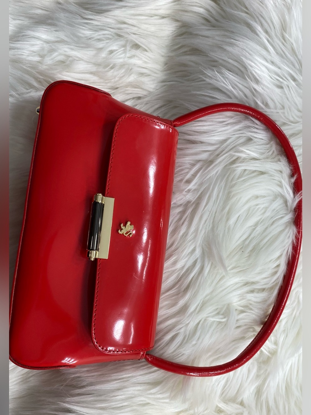 ‼️Made in Italy Red Patent Shoulder Bag for Women - Sleek Everyday Style